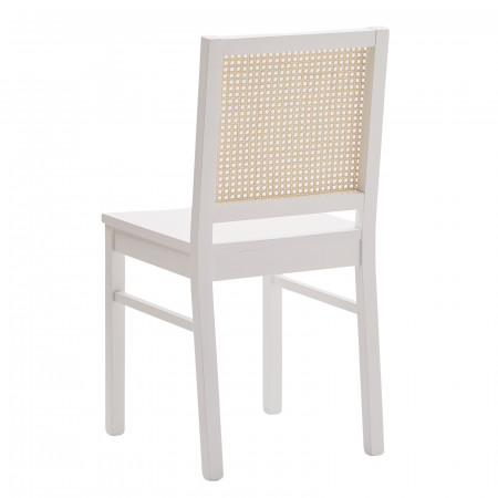 Sedia in legno bianco con schienale in paglia di Vienna
