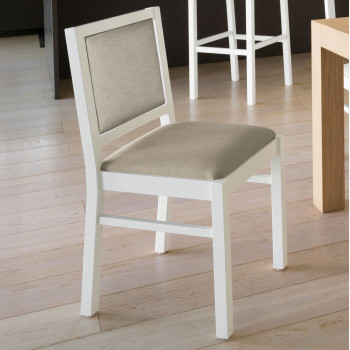 Sedia in faggio con tessuto da campionario, vista laterale