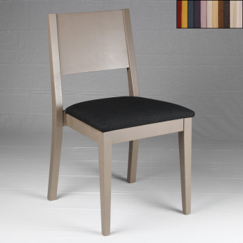 Sedia impilabile in faggio con seduta in tessuto nero