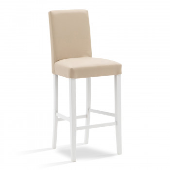 Sgabello in faggio imbottito in ecopelle, dettaglio struttura