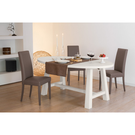 Sedia imbottita in ecopelle marrone con design elegante