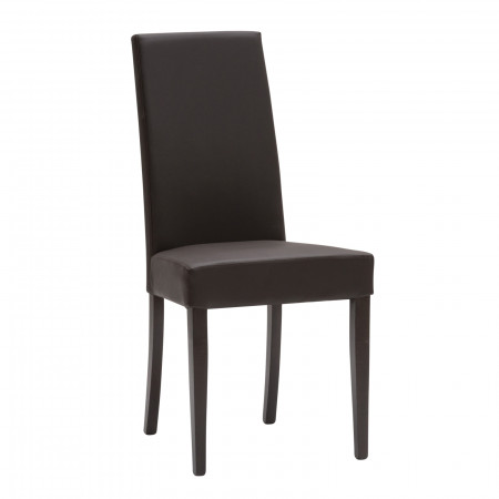 Sedia imbottita in ecopelle marrone con schienale alto