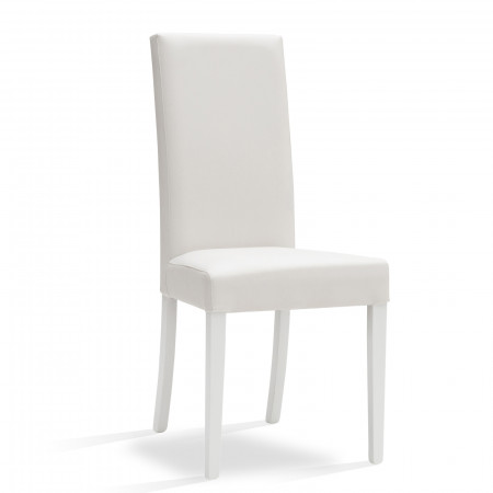 Sedia ecopelle bianca con fusto bianco, schienale alto