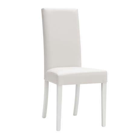 Sedia ecopelle bianca con fusto bianco, dettaglio schienale