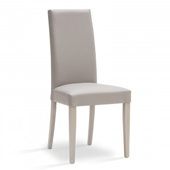 Sedia imbottita in ecopelle grigia, dettaglio schienale