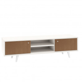 Porta tv laccato con ante rovere e zoccolo rientrato