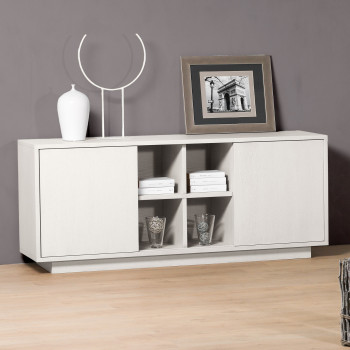Credenza in rovere con ante scorrevoli, zoccolo rientrato