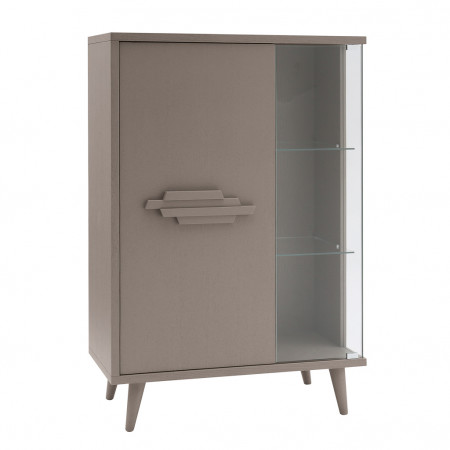 Vetrina 2 porte con gambe tornite, design moderno