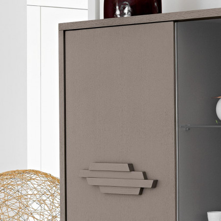 Dettaglio laterale Vetrina 2 porte in rovere