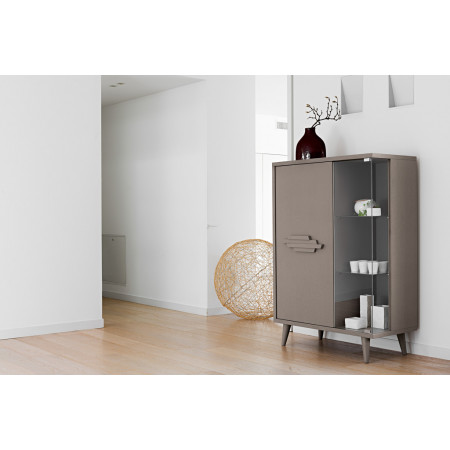 Vetrina 2 porte rovere e cristallo con gambe tornite