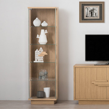 Vetrina in rovere con 1 porta vetro sx, dettaglio interno