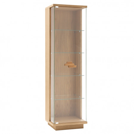 Vetrina in rovere con 1 porta vetro sx, dettagli zoccolo