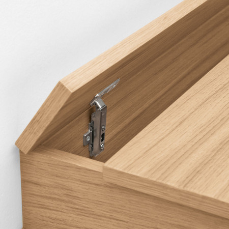 Consolle ribalta dettaglio cerniera legno rovere