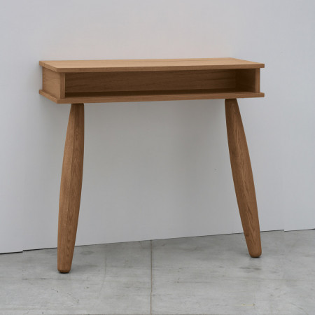 Consolle a ribalta con gambe tornite in legno di rovere