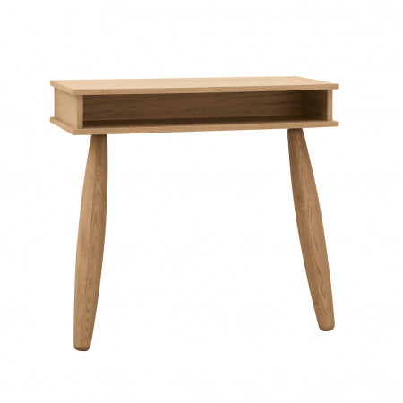 Consolle a ribalta con gambe tornite in legno naturale