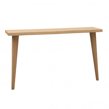 Consolle con gambe tornite a spillo, dettaglio del piano rovere