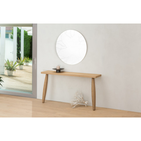 Consolle in rovere con gambe tornite in ambiente moderno