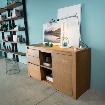 Madia 1 porta 3 cassetti in legno di frassino