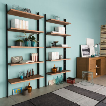 Libreria con 5 ripiani smontabile, montanti in ferro