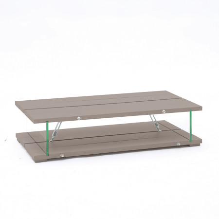 Tavolino con gambe in vetro piano bordo dritto
