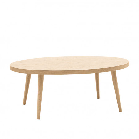 Tavolino ovale in rovere, dettaglio gambe tornite