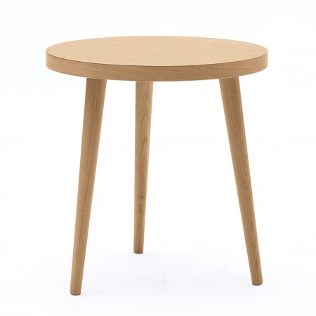 Tavolino rotondo rovere con gambe tornite a spillo