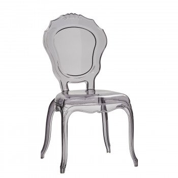 Dettaglio della Sedia classica in polipropilene trasparente fumè