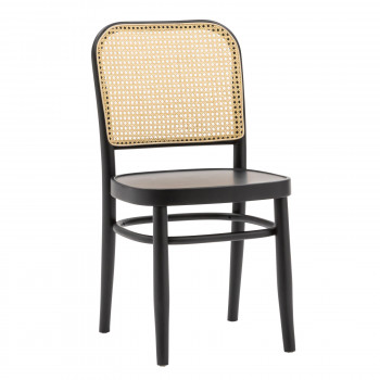 Sedia nera con schienale in paglia di Vienna, dettaglio gambe