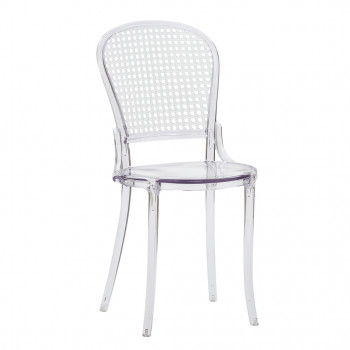 Sedia trasparente senza braccioli con schienale paglia di Vienna