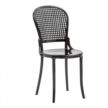 Sedia classica in polipropilene nero lucido, schienale stile paglia di Vienna