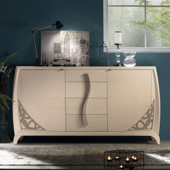 Credenza 2 ante e 4 cassetti in legno frassino