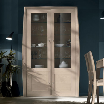 Vetrina 4 ante con pannello liscio in legno di frassino