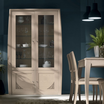 Vetrina 4 ante con traforo, legno frassino spazzolato