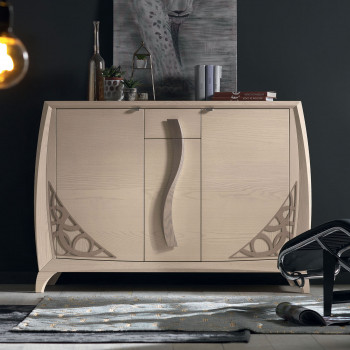 Credenza 2 ante con porta bottiglie, traforo laterale