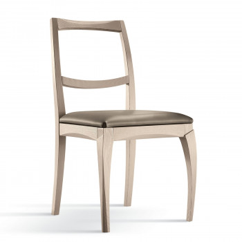 Sedia con schienale in legno di frassino, sedile imbottito