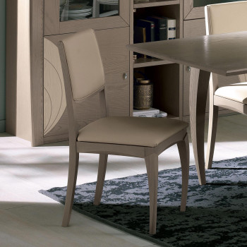 Sedia con schienale imbottito, legno frassino