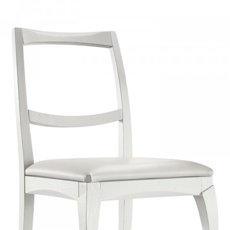 Sedia con schienale in legno frassino e sedile imbottito bianco