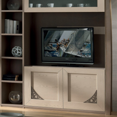 Componibile a spalla con TV centrale e ante traforate