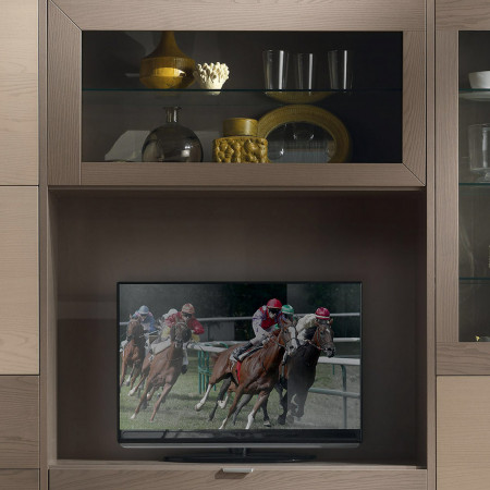 Componibile a spalla 7 ante con TV, legno frassino