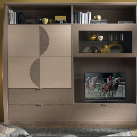 Componibile a spalla 7 ante con incisioni eleganti e TV