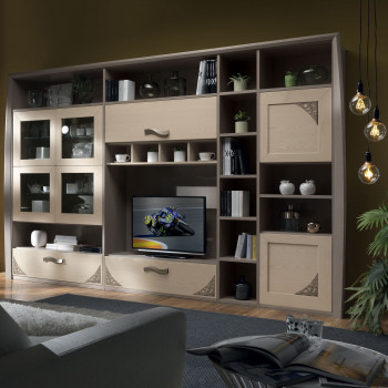 Componibile a spalla 7 ante 2 cassetti con dettagli intagliati