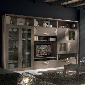 Componibile a spalla 7 ante 2 cassetti, dettaglio frontale