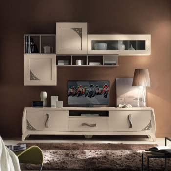 Composizione 3 ante 3 cassetti con traforo, legno