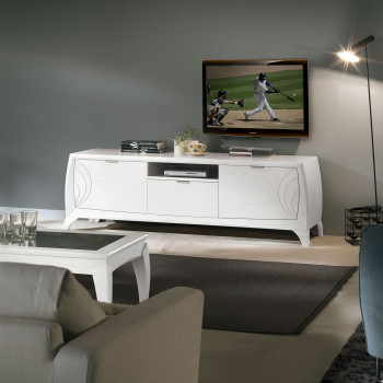 Base 3 cassetti con incisioni in legno di frassino