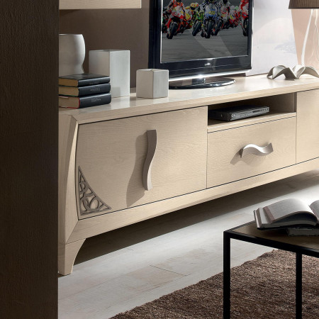 Base 3 cassetti con trafori in legno di frassino