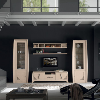 Composizione 2 vetrina 1 base 1 pensile, dettaglio design