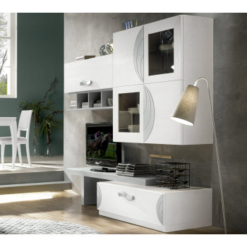 Composizione 5 ante 1 cassetto, dettaglio frassino