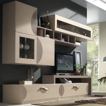 Composizione 4 ante 2 cassetti, dettagli in legno