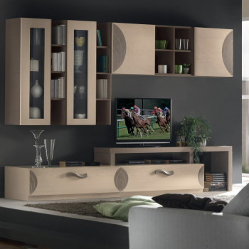 Composizione 4 ante 2 cassetti con incisioni in legno