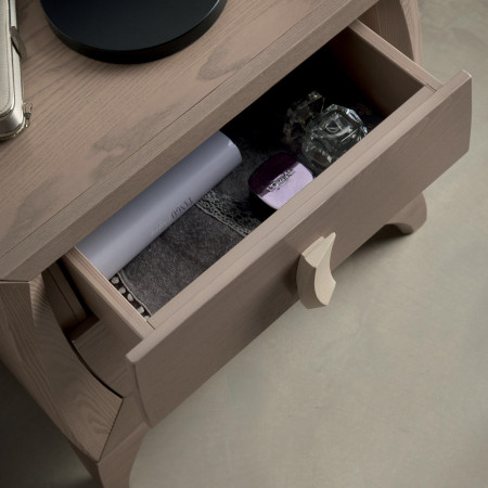 Comodino 2 cassetti legno frassino traforo